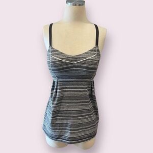 Lululemon grey and white stripped fitness tank top